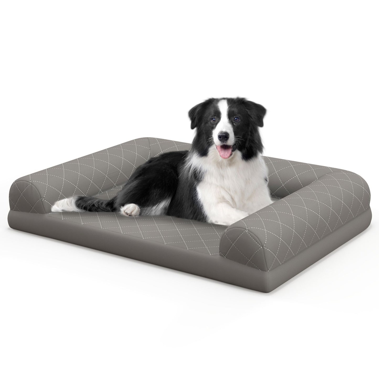 Orthopedic Dog Bed Egg-Foam Dog Crate Bed with 3-Side Bolster