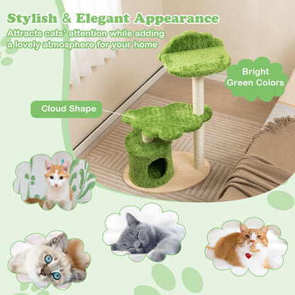 97 Cm Cute Cat Tree with Fully Wrapped Sisal Scratching Posts