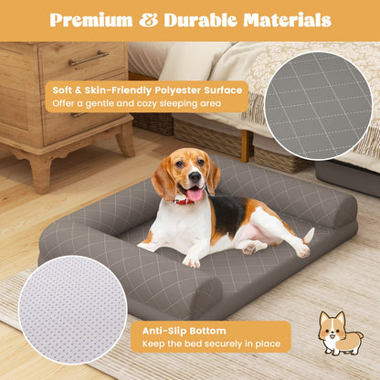 Orthopedic Dog Bed Egg-Foam Dog Crate Bed with 3-Side Bolster