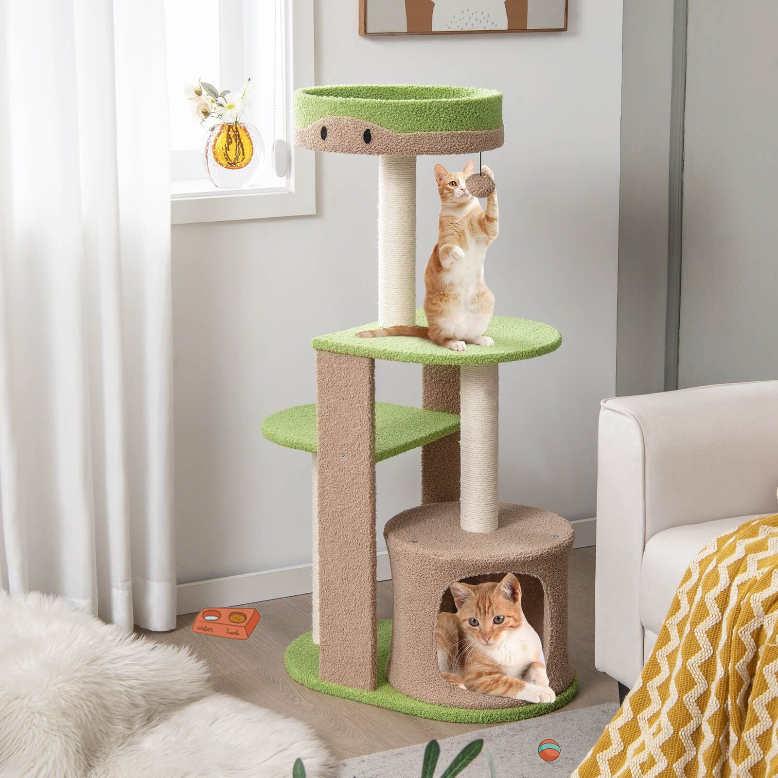 111 Cm Multi-Level Cat Tree with Condo and Plush Perch