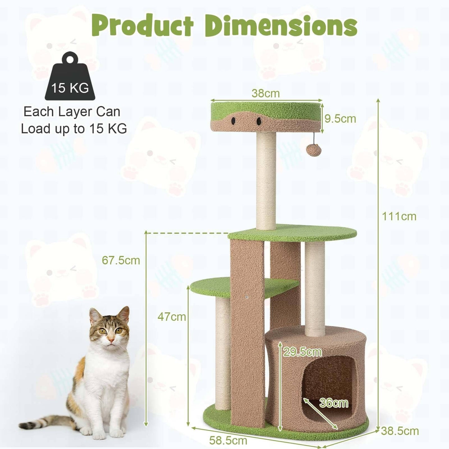 111 Cm Multi-Level Cat Tree with Condo and Plush Perch