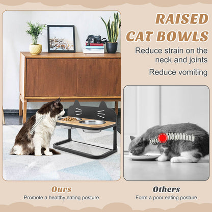 Elevated Pet Feeder for Cats with 2 Stainless Steel Bowls