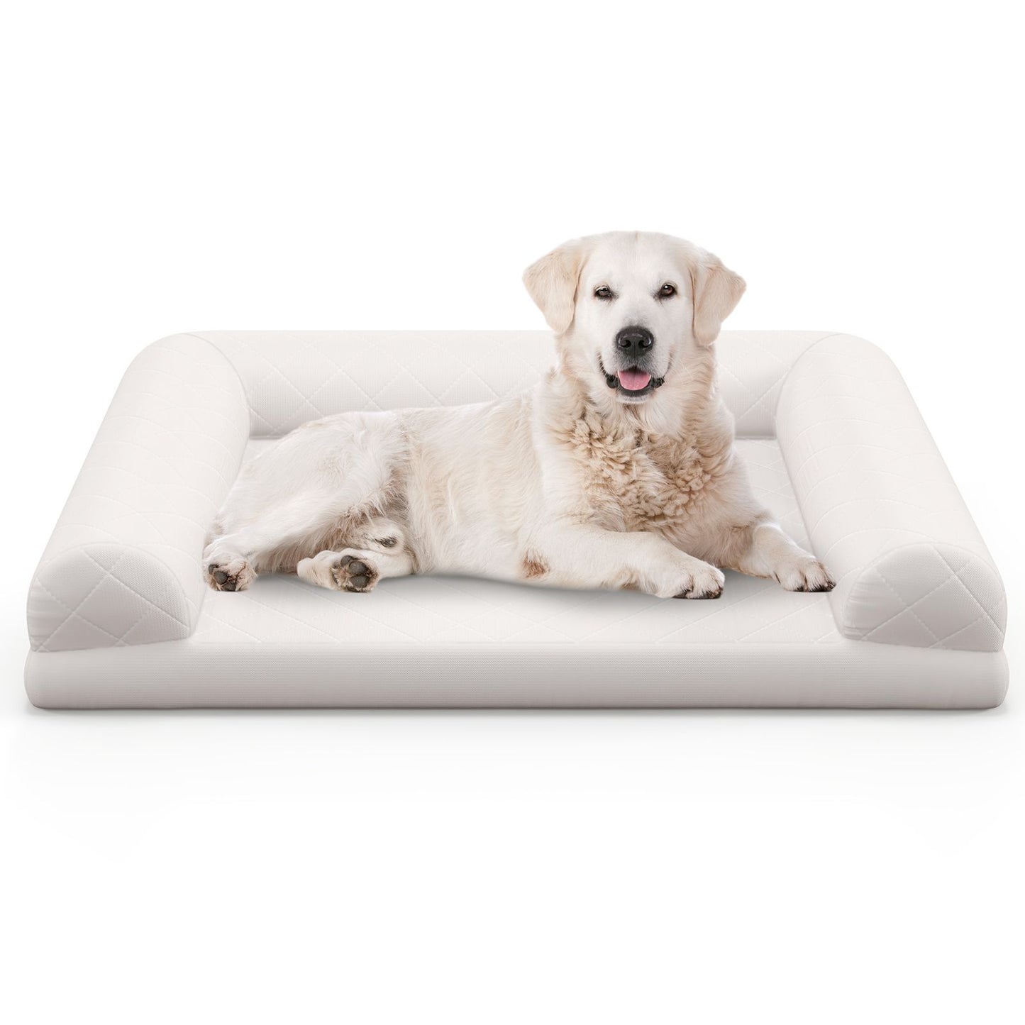 Orthopedic Dog Bed Egg-Foam Dog Crate Bed with 3-Side Bolster