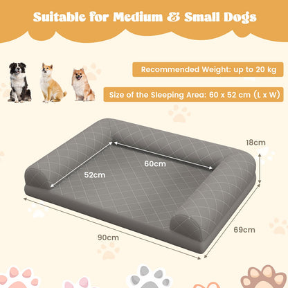 Orthopedic Dog Bed Egg-Foam Dog Crate Bed with 3-Side Bolster