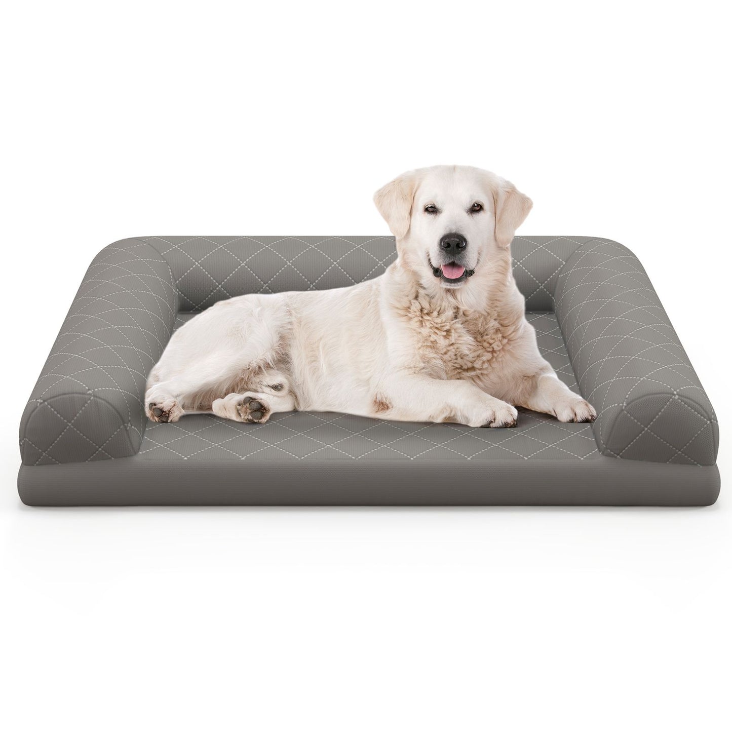 Orthopedic Dog Bed Egg-Foam Dog Crate Bed with 3-Side Bolster