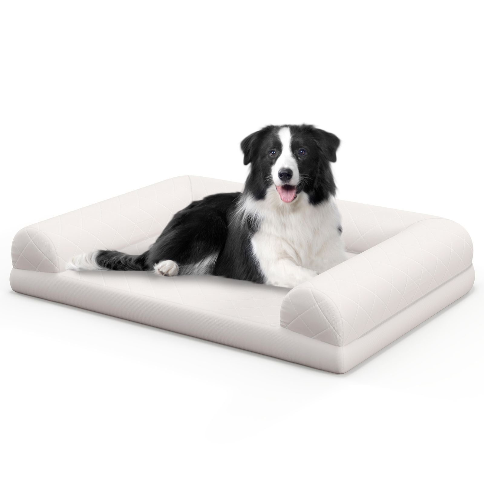 Orthopedic Dog Bed Egg-Foam Dog Crate Bed with 3-Side Bolster