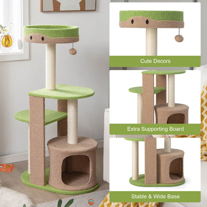 111 Cm Multi-Level Cat Tree with Condo and Plush Perch