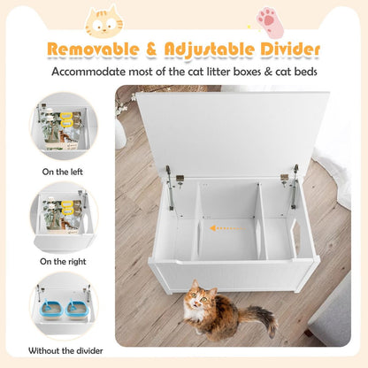 Large Wooden Cat Litter Box Top Opening Hidden Washroom Toilet