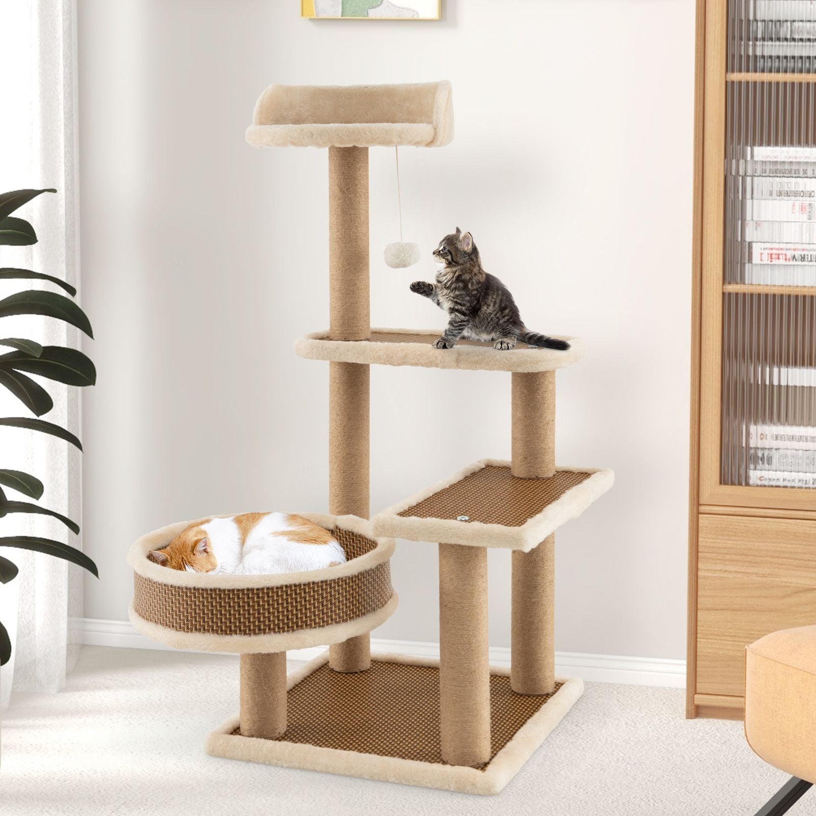 90 Cm Multi-Level Cat Tree Tower Cat Tree with Scratching Posts