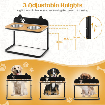 Elevated Dog Bowls Feeder with 3 Heights Adjustable and Marker