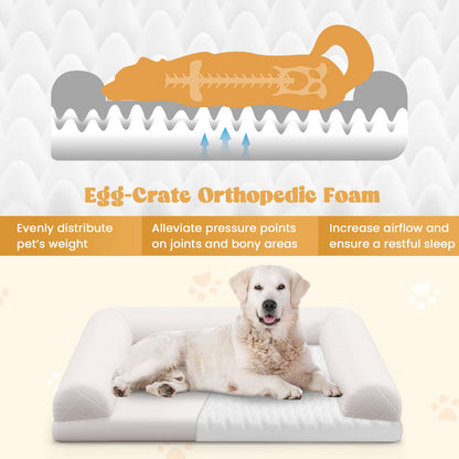 Orthopedic Dog Bed Egg-Foam Dog Crate Bed with 3-Side Bolster