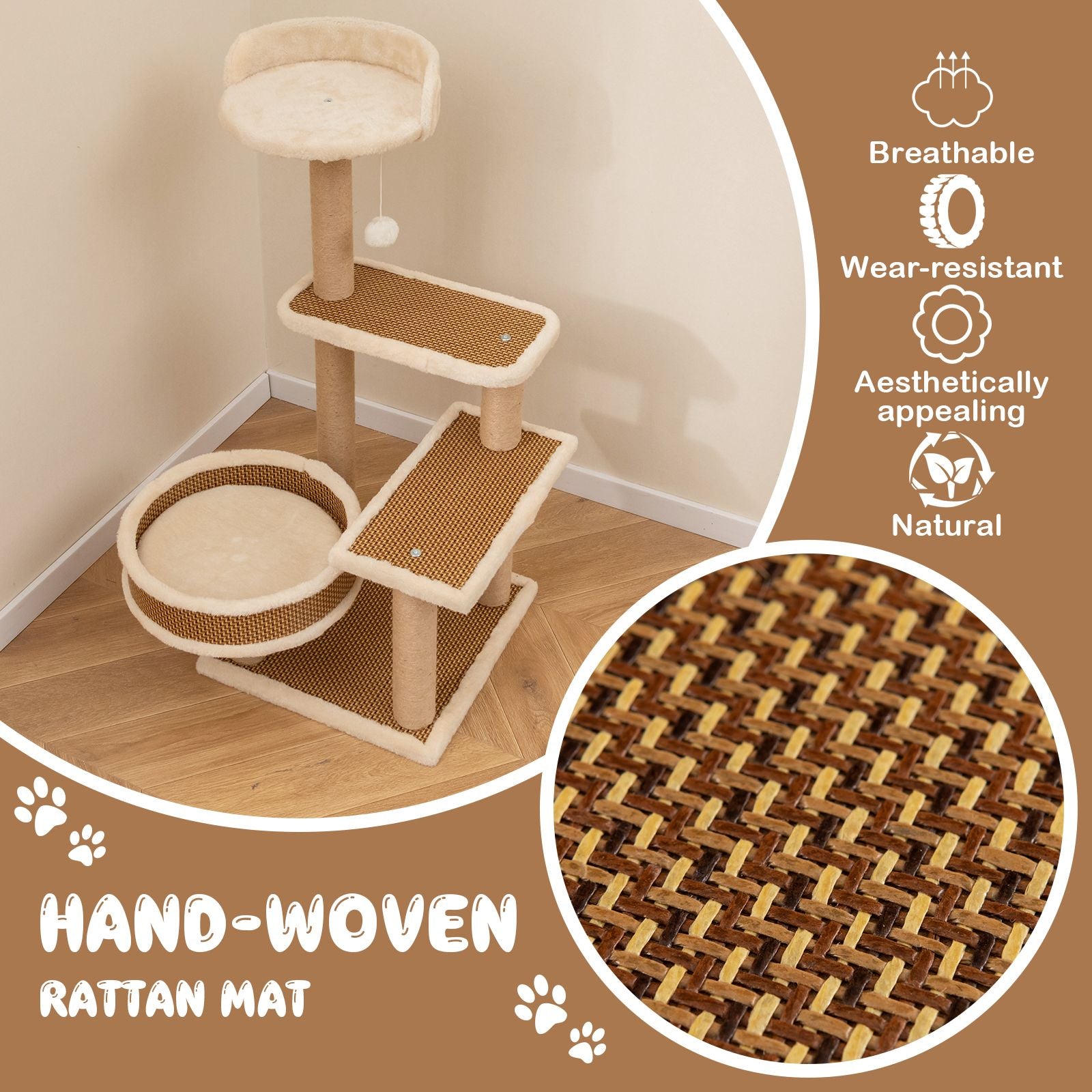 90 Cm Multi-Level Cat Tree Tower Cat Tree with Scratching Posts