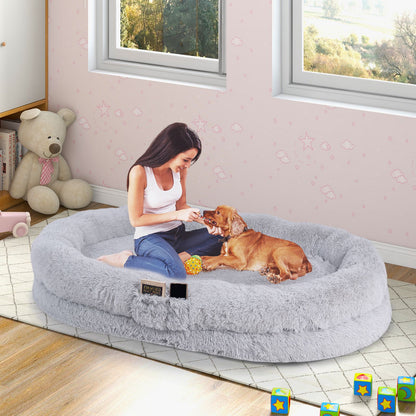 Human Dog Bed with Soft Blanket and Present Plump Pillow